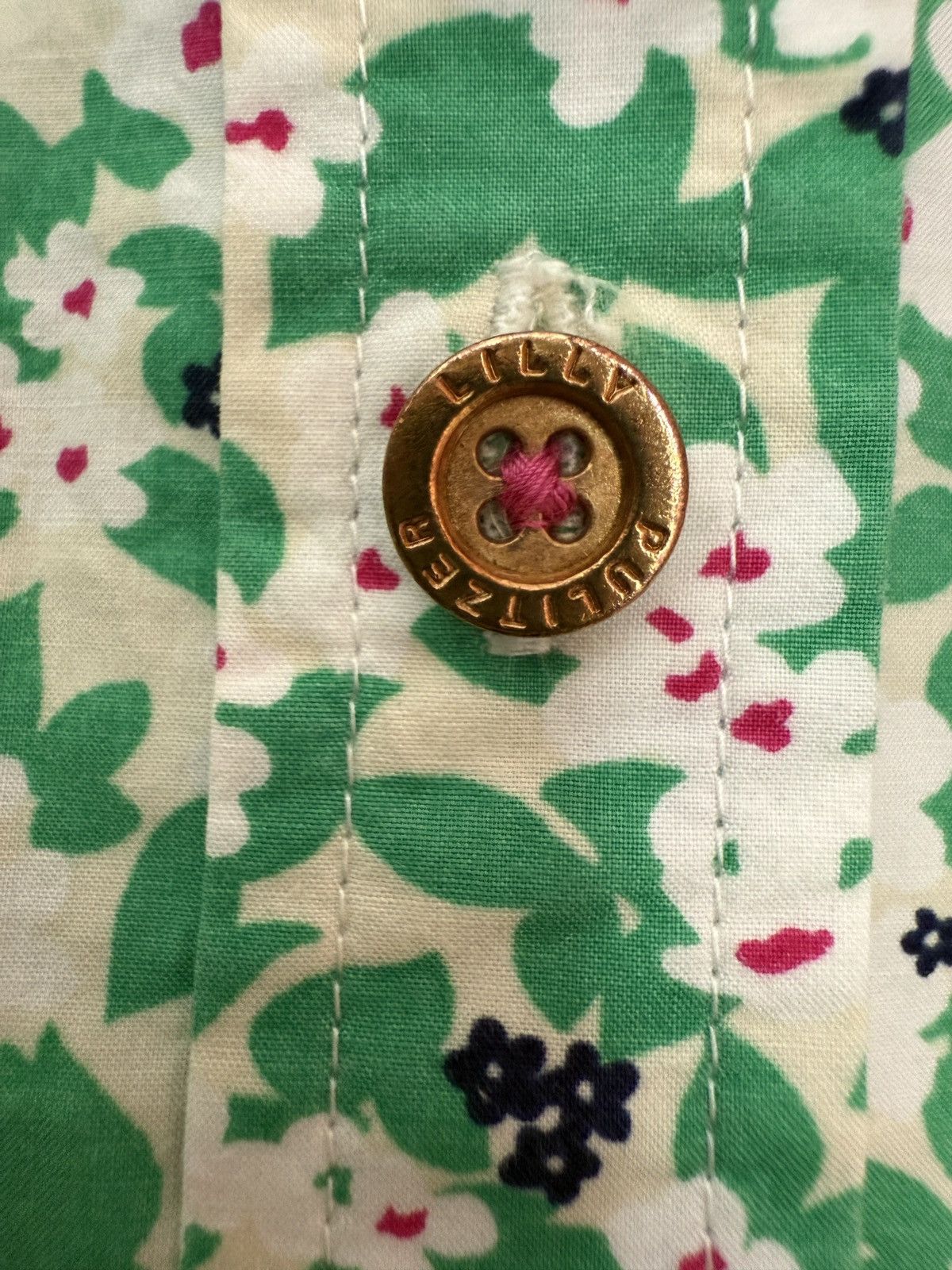 Lilly Pulitzer Lilly Pulitzer Women Green Floral LS Collared Cotton Shirt Size M / US 6-8 / IT 42-44 - 4 Thumbnail