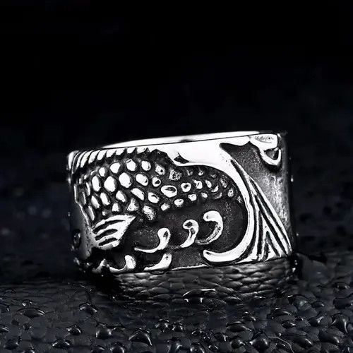 Vintage double fish the couple ring stainless steel 3D design Size ONE SIZE - 2 Thumbnail