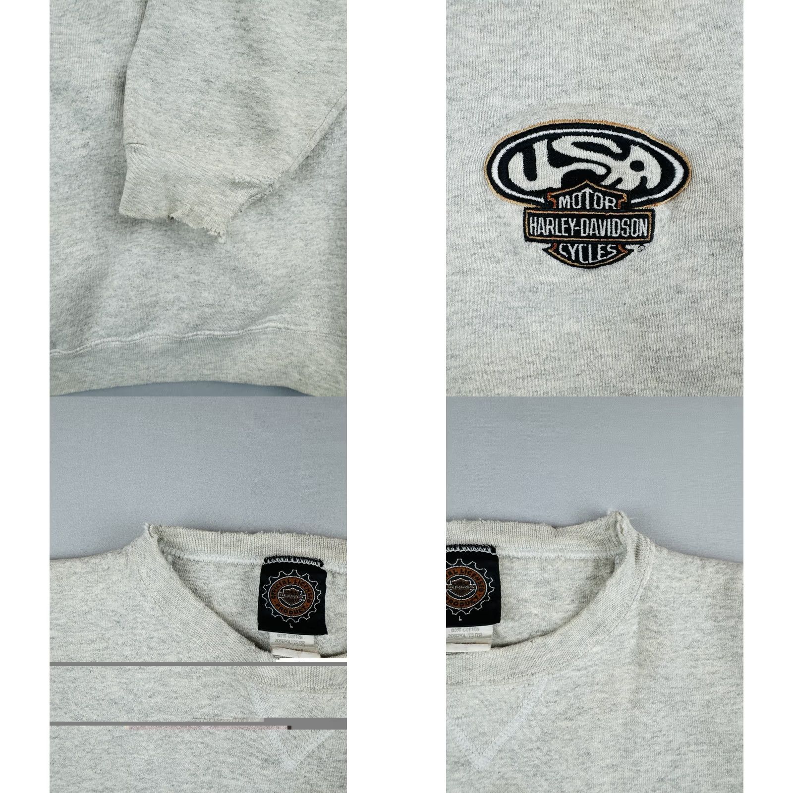 Harley Davidson VINTAGE Harley-Davidson Sweatshirt Embroidered Logo Biker USA Made Size L Gray Mens 90s Pullover Crew Neck Long Sleeve Shirt Size US L / EU 52-54 / 3 - 8 Thumbnail