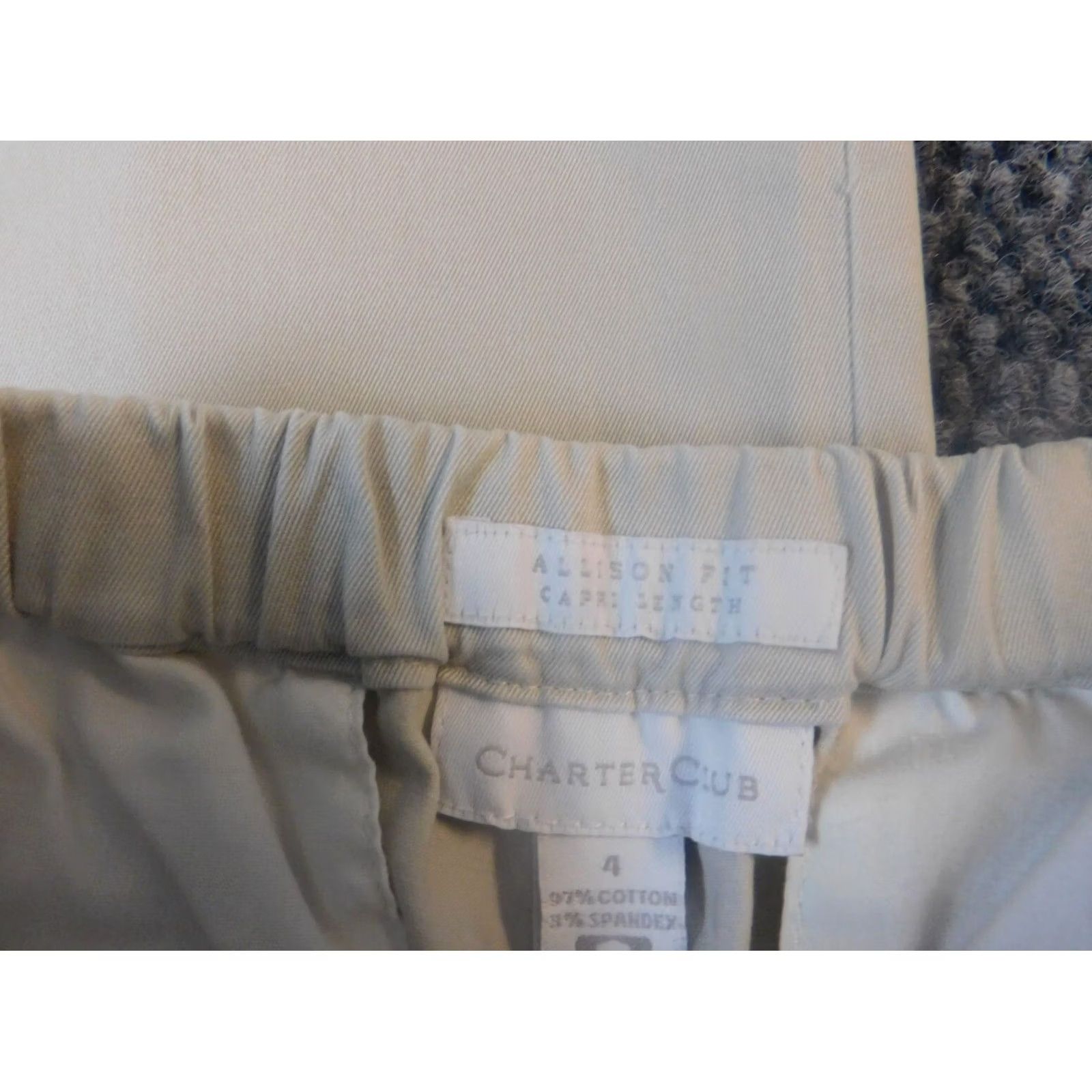 Charter Club Charter Club Pants Capri Beige Women 4 Straight Inseam 23 Crop Knit Cotton Polyester Capris Striped Casual Business Womens Size 27" / US 4 / IT 40 - 3 Thumbnail