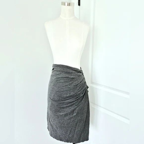 M.M.LaFleur Soho Charcoal Melange Ruched Skirt Fall Party Spring Work Size 28" / US 6 / IT 42 - 3 Thumbnail
