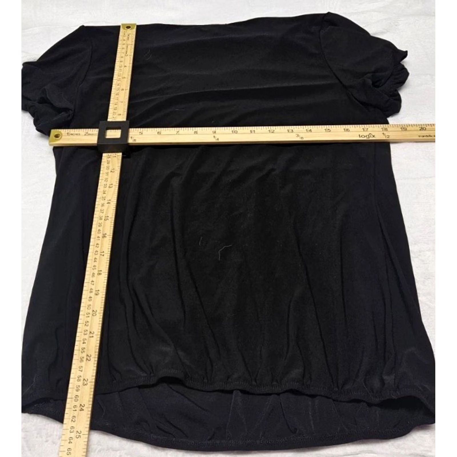 White House Black Market White House Black Market Black XL Women's Short Sleeve Gathered Ruched Blouse Size 40" / US 18 - 5 Thumbnail