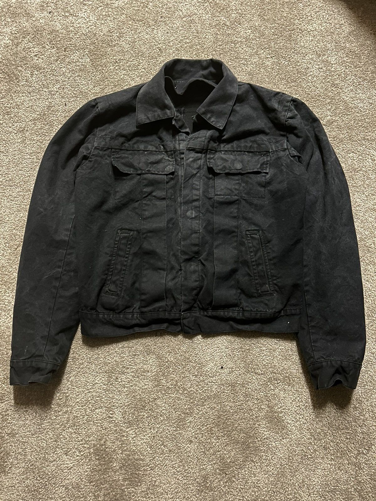 Rick Owens *VERY RARE* Rick Owens Slab Black Waxed Trucker Jacket | Grailed