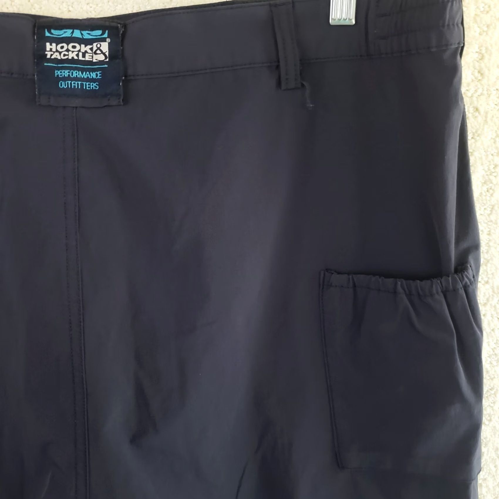 Vintage Hook & Tackle Fishing Shorts Mens 38x6 Blue Quick Dry Nylon Cargo Pockets Camping Outdoor Casual 90s? Size US 38 / EU 54 - 7 Thumbnail