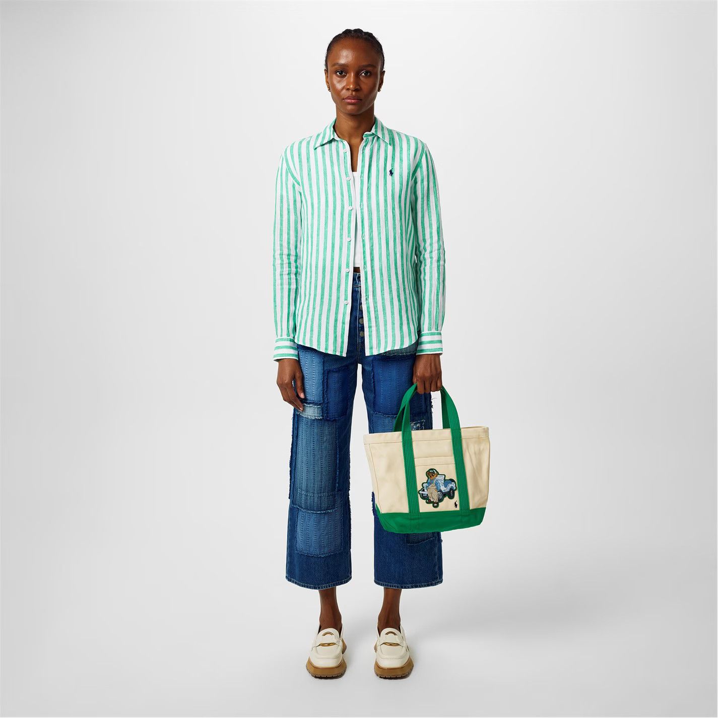 Polo Ralph Lauren o1g2r1mq0825 Size: OS / Bear Tote Bag in Ecru/Green Size ONE SIZE - 5 Thumbnail