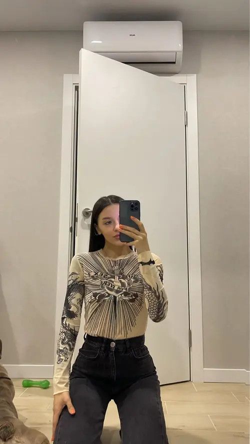 Japanese Brand Bodycon T-shirt Gothic Skull Printed Size S / US 4 / IT 40 - 3 Thumbnail