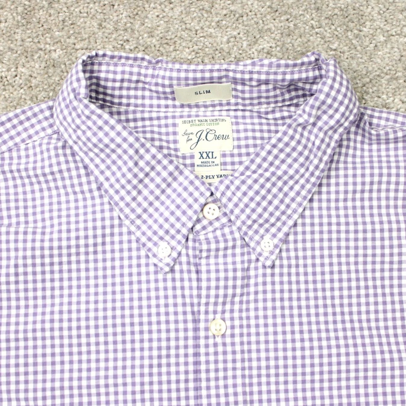 J.Crew J. Crew Button-Up Shirt Mens 2XL Slim Purple Plaid 100's Cotton Blend L/S Size US XXL / EU 58 / 5 - 6 Thumbnail
