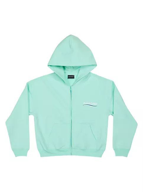 Balenciaga Small Fit Zip-Up Hoodie in Mint/White/Blue Size US M / EU 48-50 / 2 - 1 Thumbnail