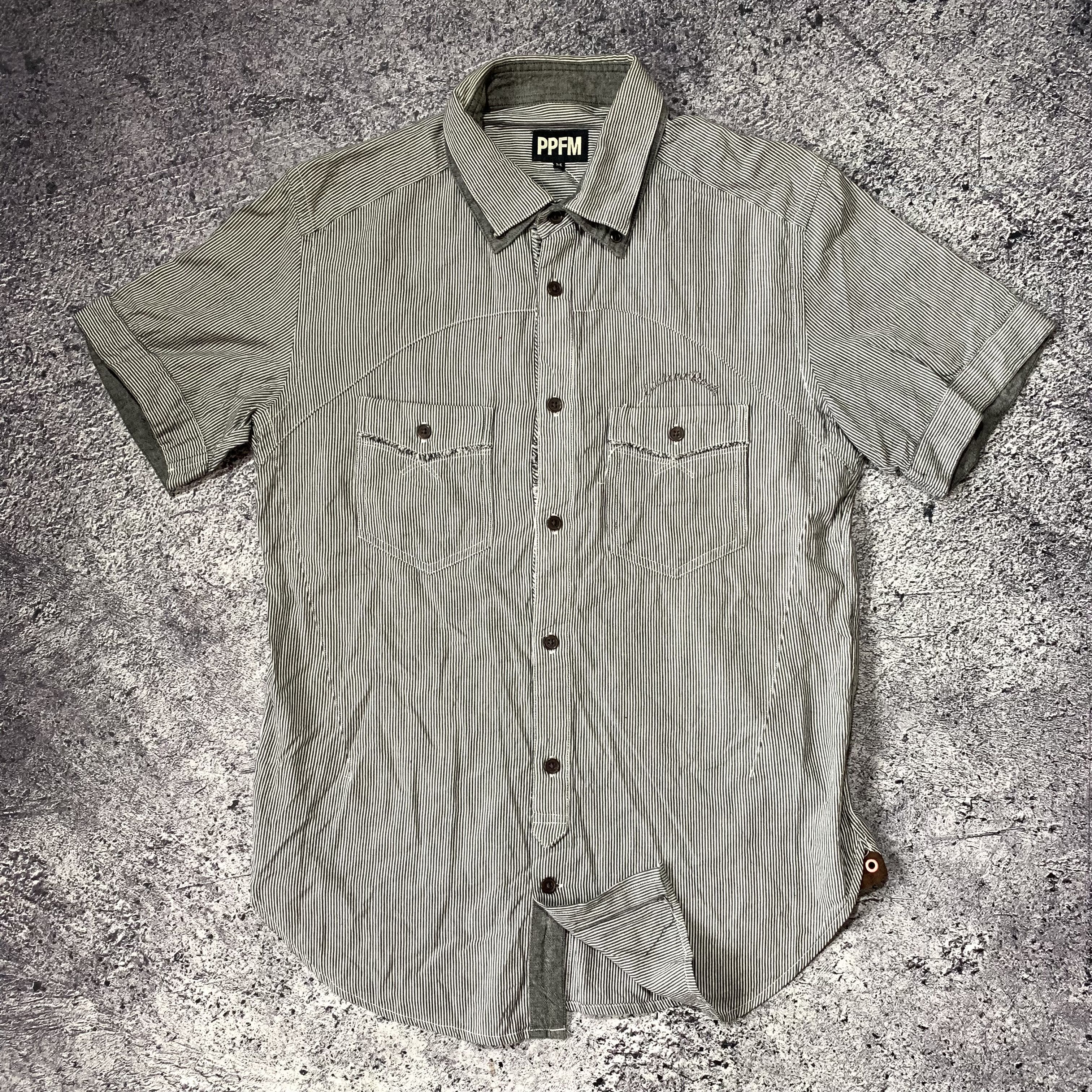 PPFM 2000s PPFM Japanese Poem Stripe Hickory Work Pocket Shirt Size US M / EU 48-50 / 2 - 1 Thumbnail