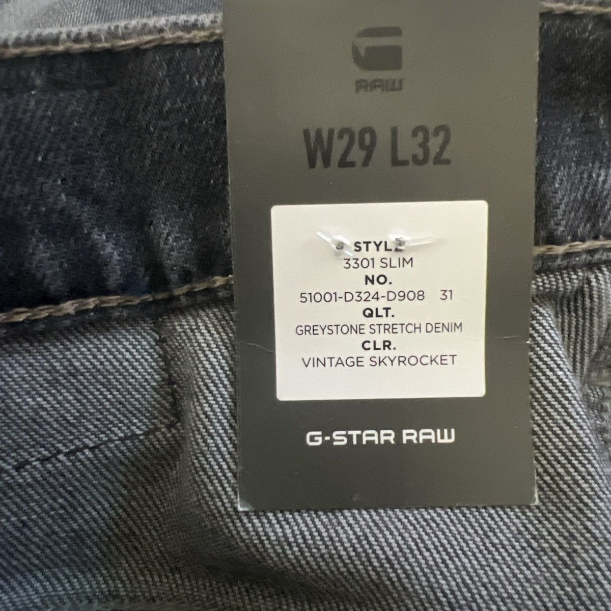 G-Star G-Star Raw Mens 3301 Slim Jeans Denim $170 Gray Size 29/32 Size US 29 - 7 Thumbnail