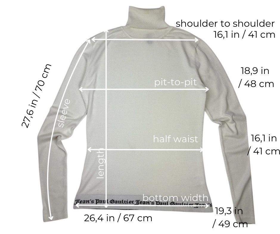Jean Paul Gaultier JEAN PAUL GAULTIER WHITE TURTLENECK JPG LOGO AVANT GARDE XL Size XL / US 12-14 / IT 48-50 - 2 Thumbnail