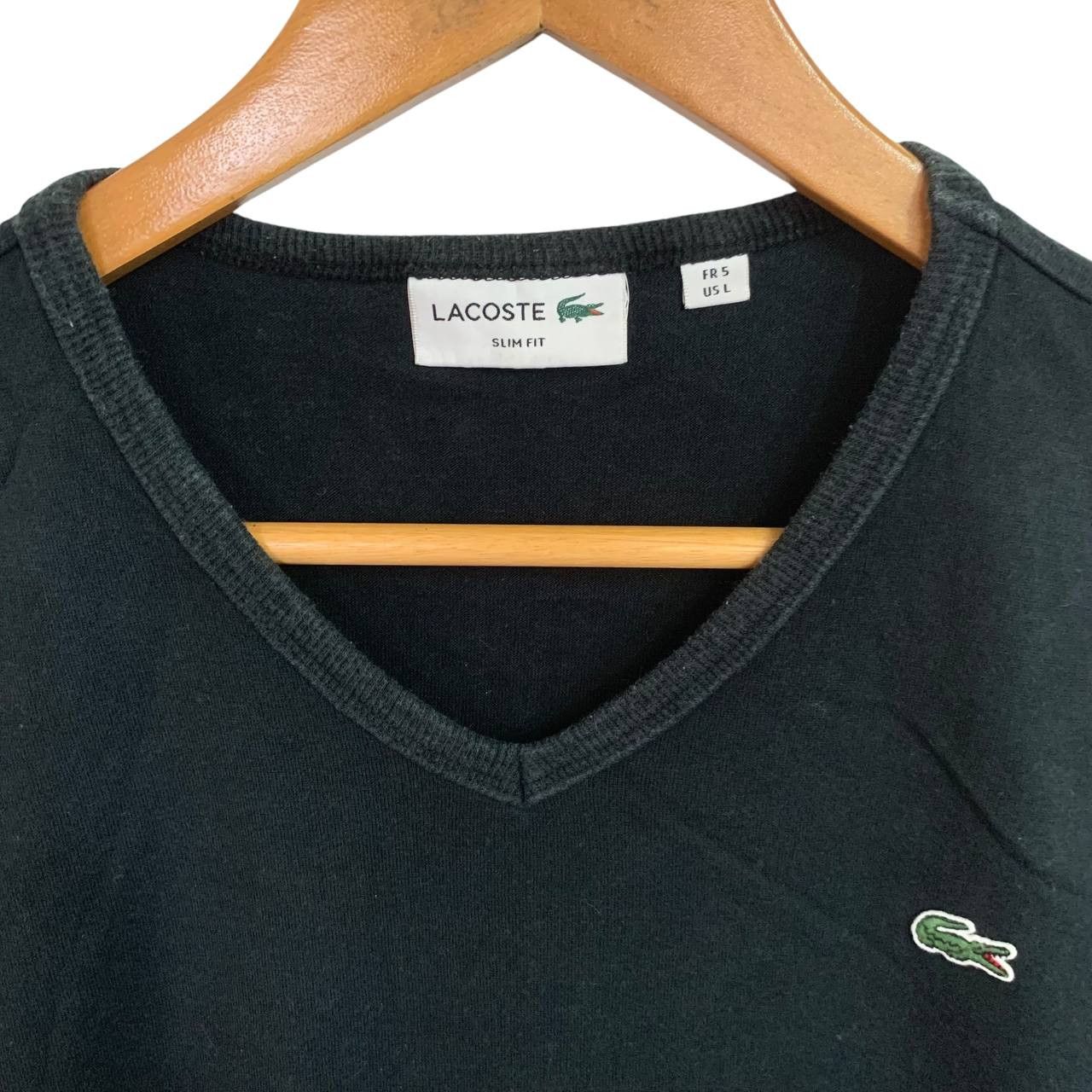 Lacoste Lacoste Black V neck T-shirt Rare medium Size US M / EU 48-50 / 2 - 2 Thumbnail