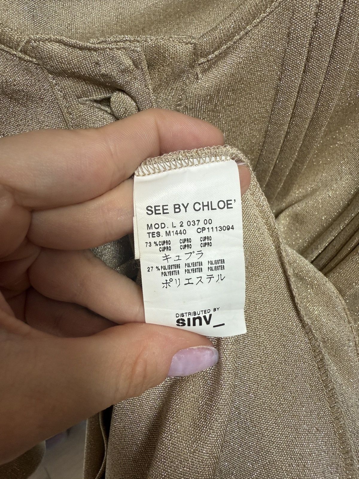 See by Chloe See by Chloé Gold Button Blouse Pleated Front Short Sleeve Size S / US 4 / IT 40 - 6 Thumbnail