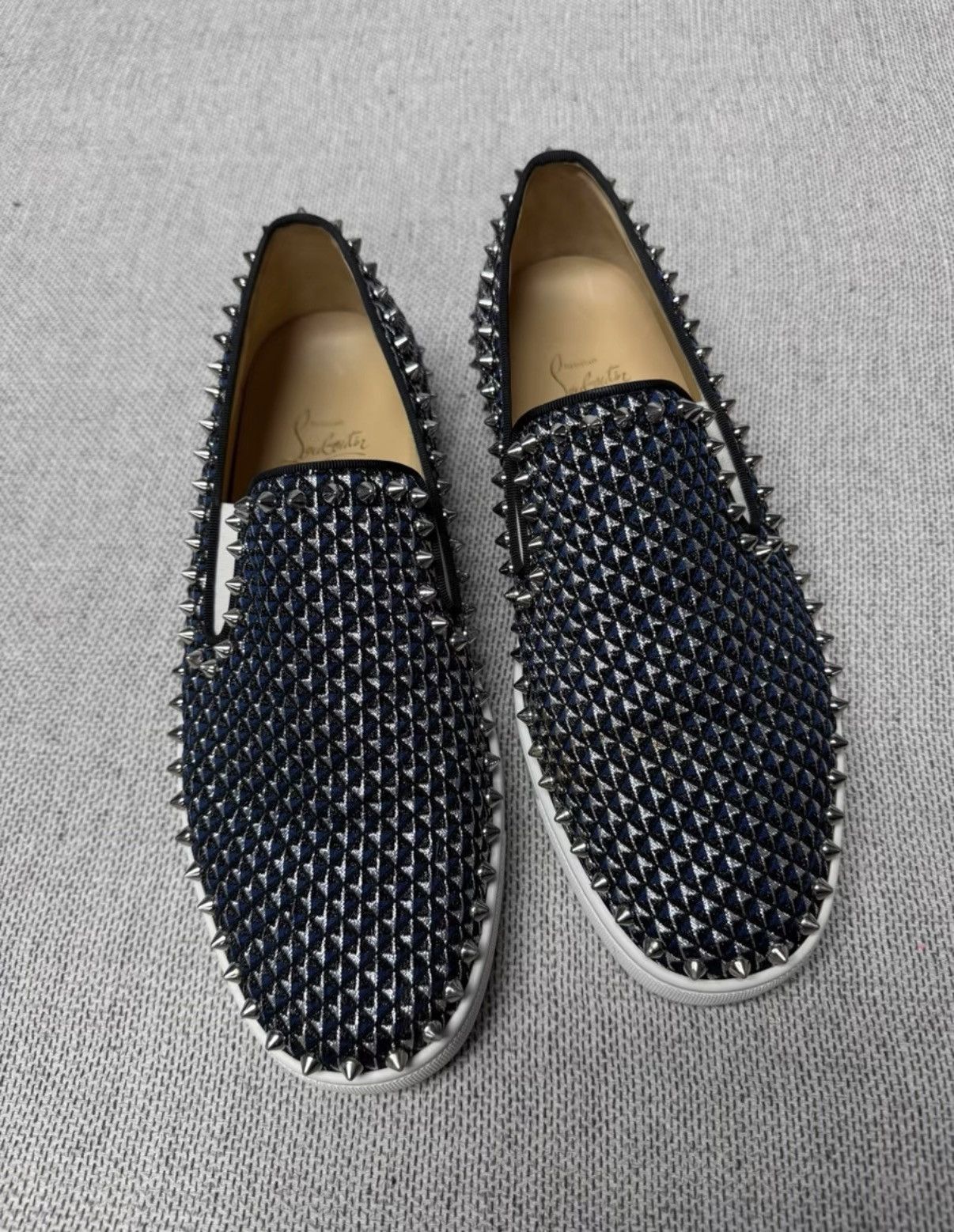 Christian Louboutin Christian Louboutin Black & Silver Studded Slip-On K37 Size US 8.5 / EU 41-42 - 1 Thumbnail