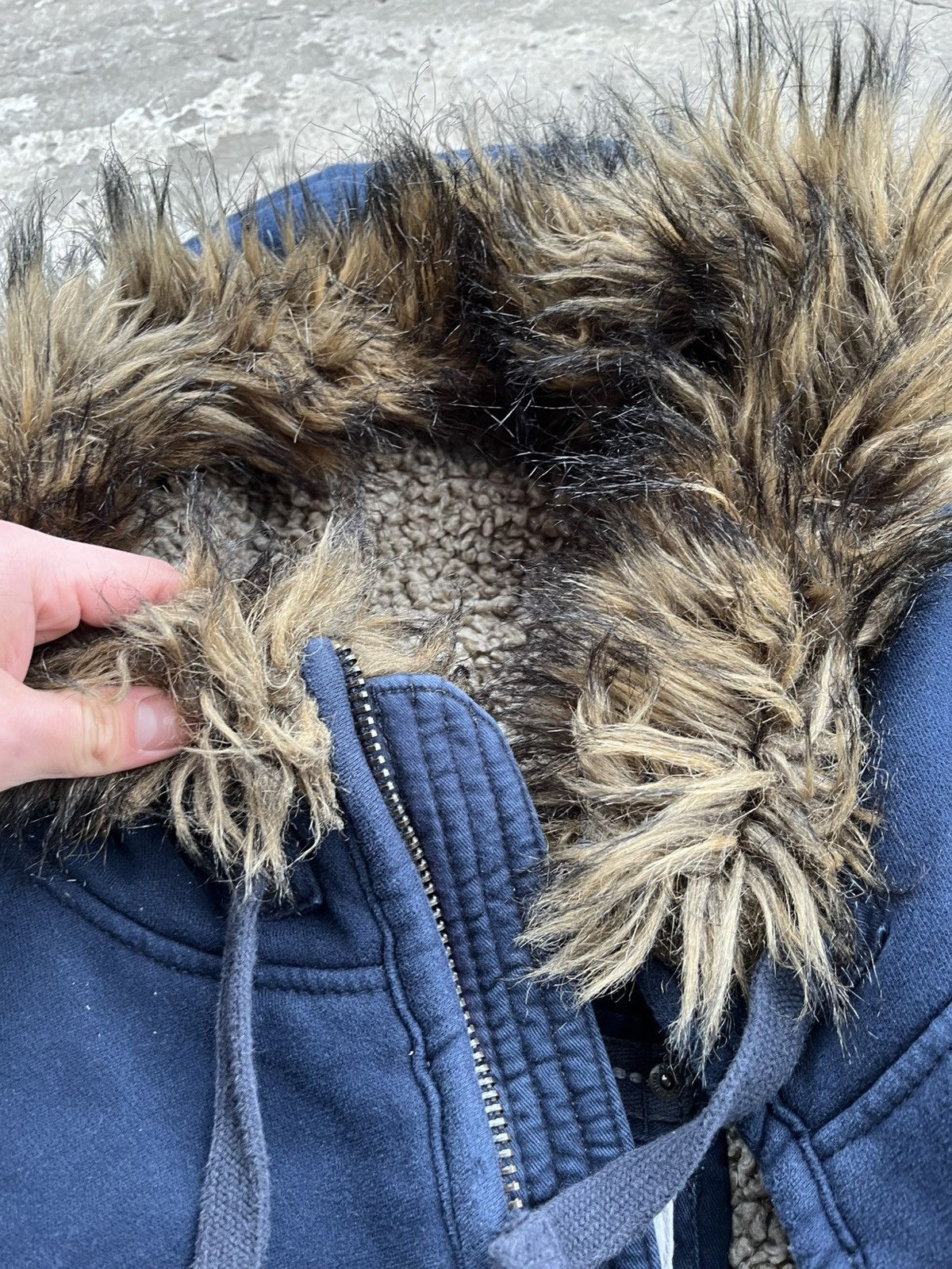 Abercrombie & Fitch Japanese Abercrombie Fitch Fur Faux Faded Y2K Zip Hoodie Size US L / EU 52-54 / 3 - 16 Thumbnail