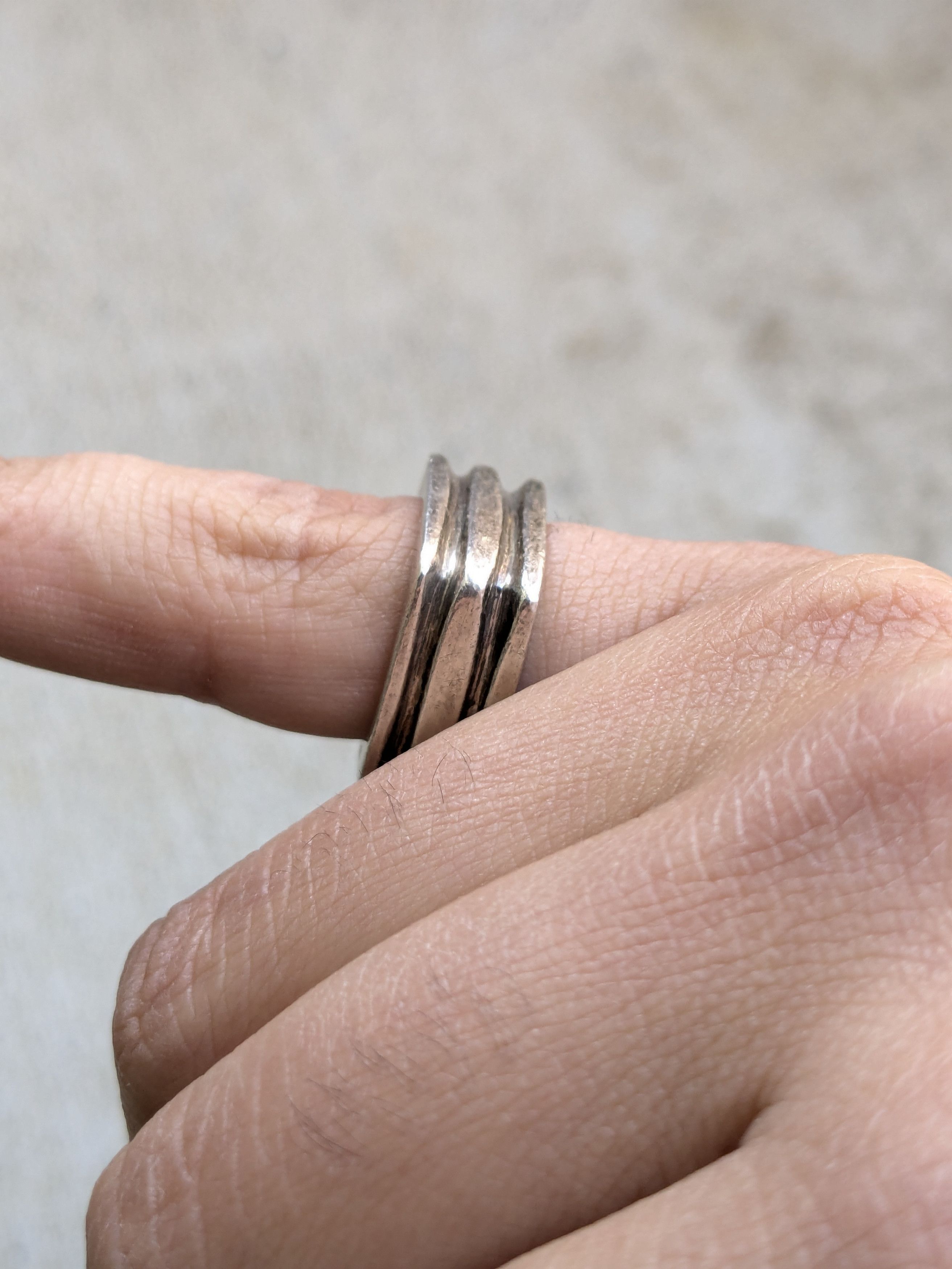 Other Vintage Sterling Silver Ring 6.75 Square Abstract Modern Size ONE SIZE - 9 Thumbnail