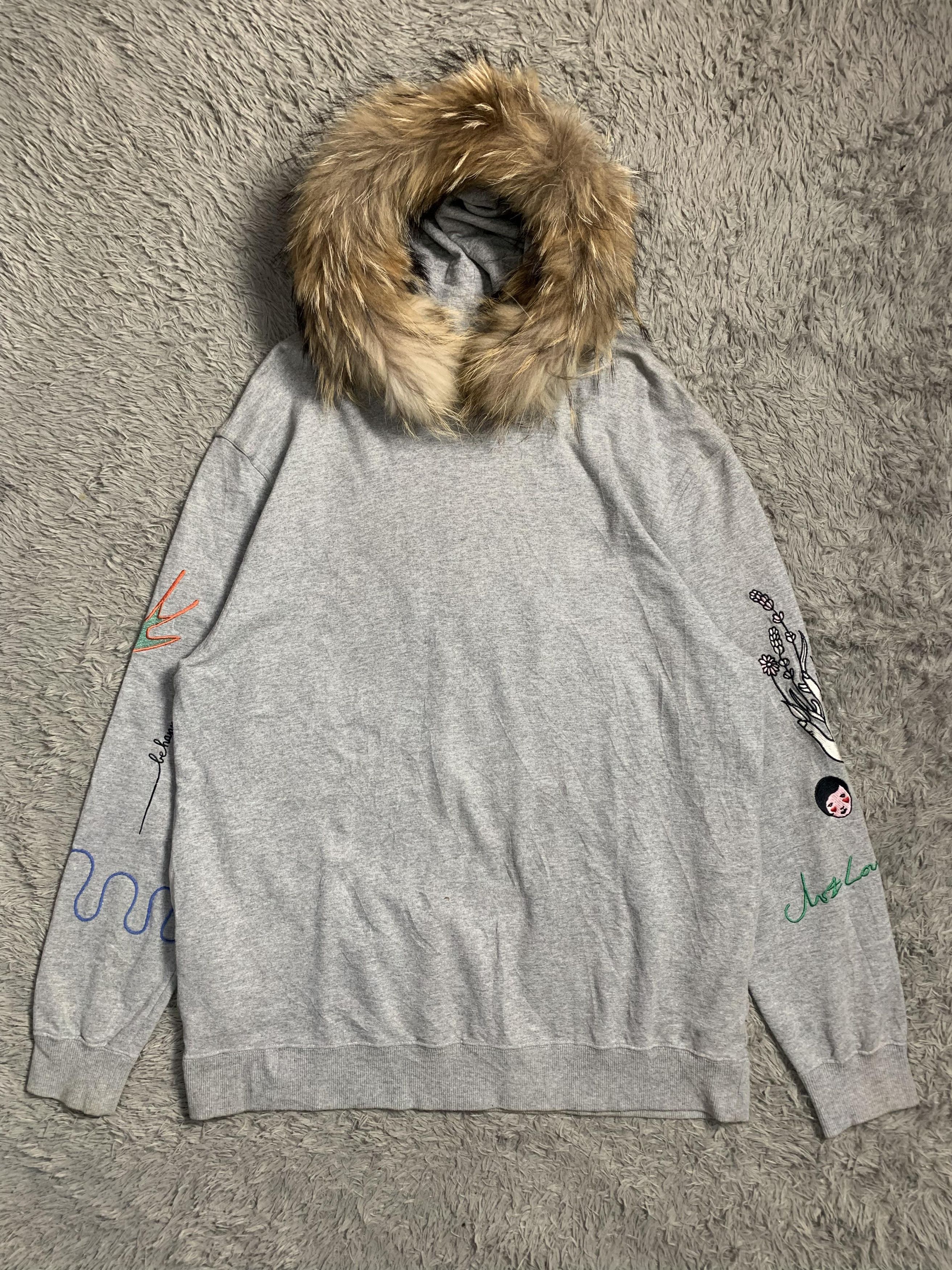 Japan Brand Faux Fur Hoodie LGB Style Embiored