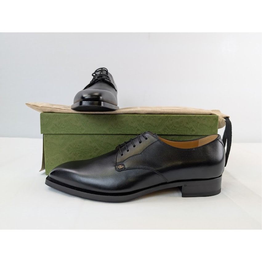 Gucci o1rshd1 Leather New Waxed Calf Lace Up Boots in Black Size US 12 / EU 45 - 20 Thumbnail