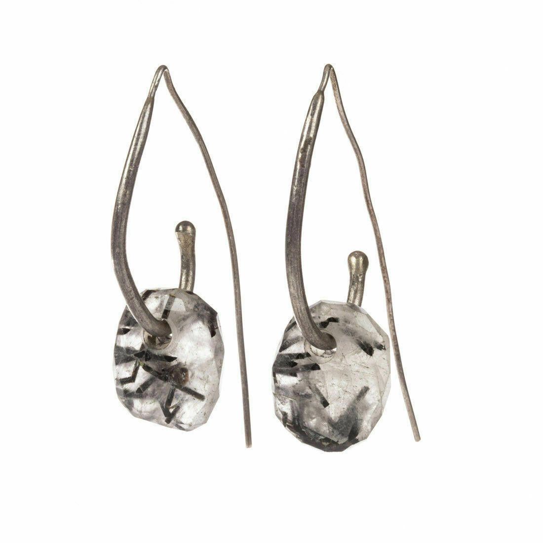 Handmade Handmade Sterling Black Rutilated Tourmaline Quartz Earrings Size ONE SIZE - 1 Thumbnail
