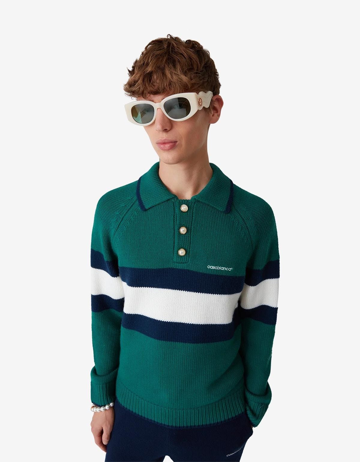 Casablanca Casablanca Green Colourblock Polo Shirt Size US M / EU 48-50 / 2 - 5 Thumbnail
