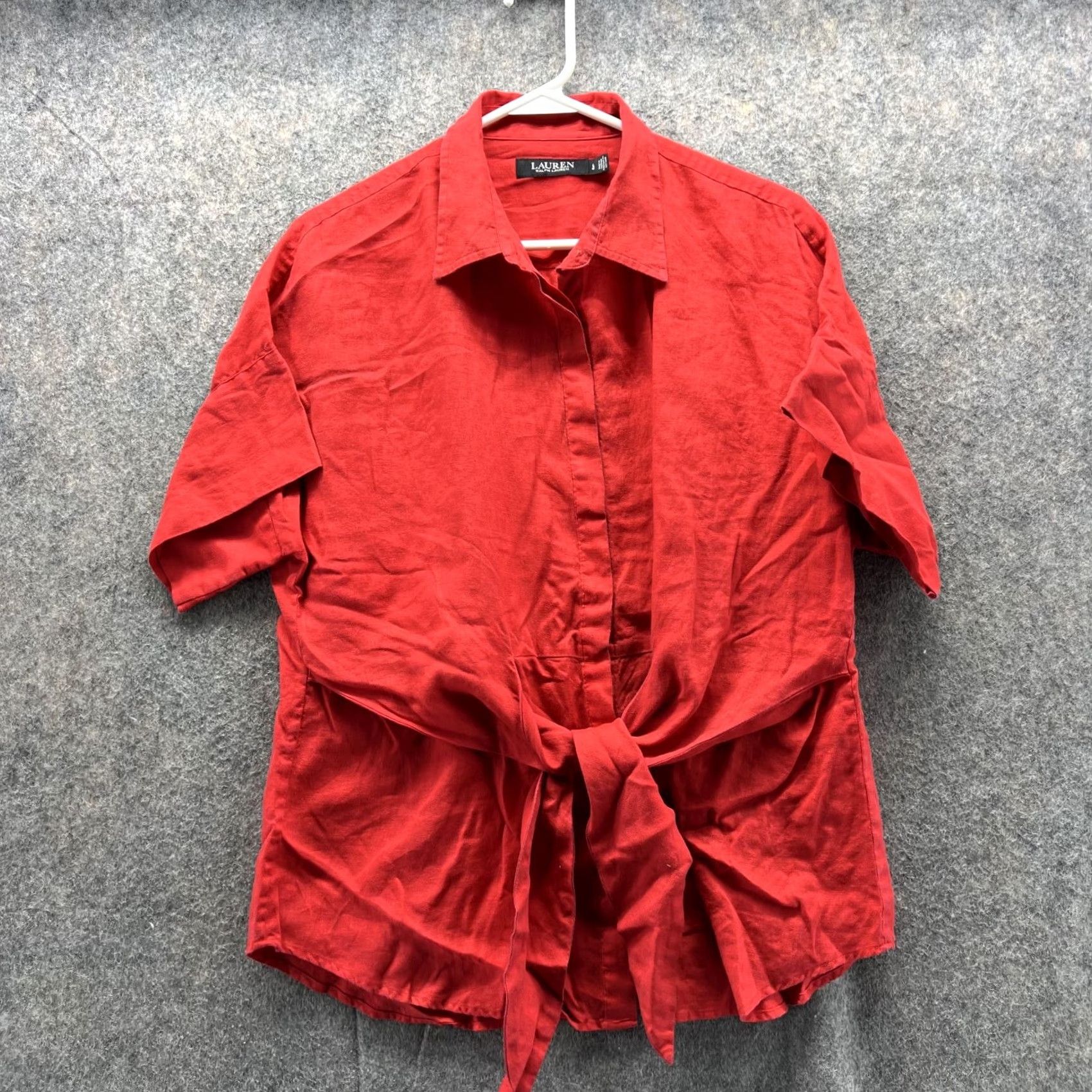 Ralph Lauren Lauren Ralph Lauren Shirt Women Large Linen Red Casual Button Down Black Label Size L / US 10 / IT 46 - 2 Thumbnail