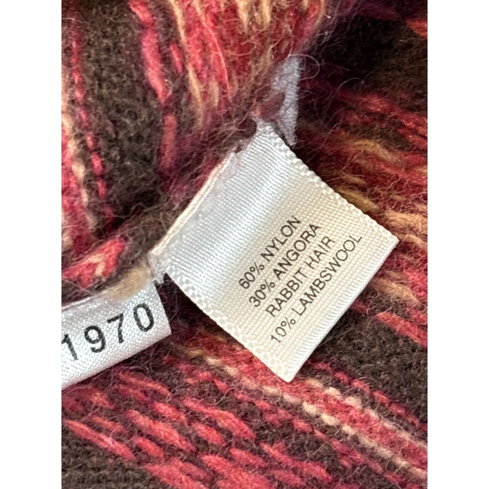Ann Taylor VINTAGE Ann Taylor Sweater Turtleneck Long Sleeve Angora Fair Isle 90s Womens Petite Medium Brown Pullover Size M / US 6-8 / IT 42-44 - 4 Thumbnail