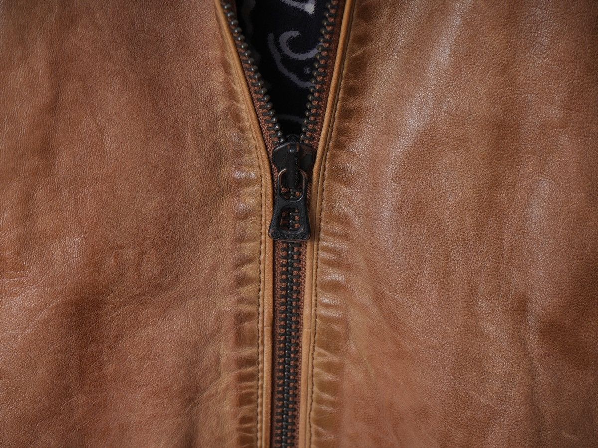 Hugo Boss Vintage Hugo Boss Orange Leather Jacket Biker 46 S Size US S / EU 44-46 / 1 - 5 Thumbnail