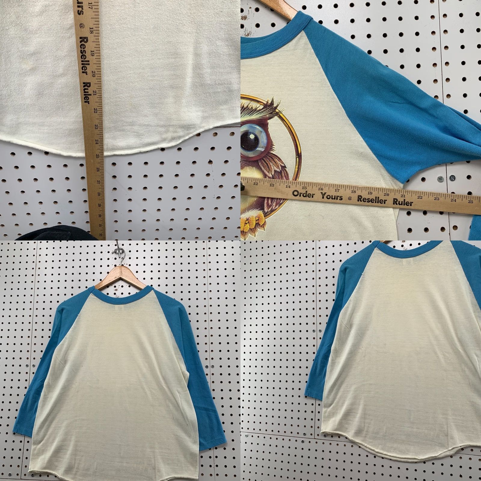 Vintage VINTAGE Stedman Owl Shirt Mens Large White Blue Raglan 3/4 Sleeve T-Shirt USA Size US M / EU 48-50 / 2 - 9 Thumbnail