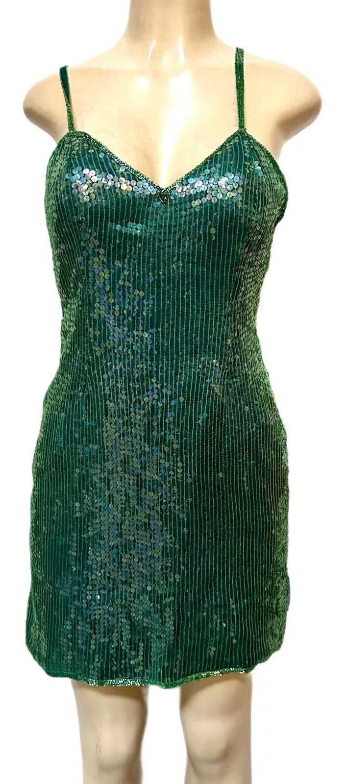 Sequin Olive Green Cocktail Dress size 12 - shinesquarebuilders.com