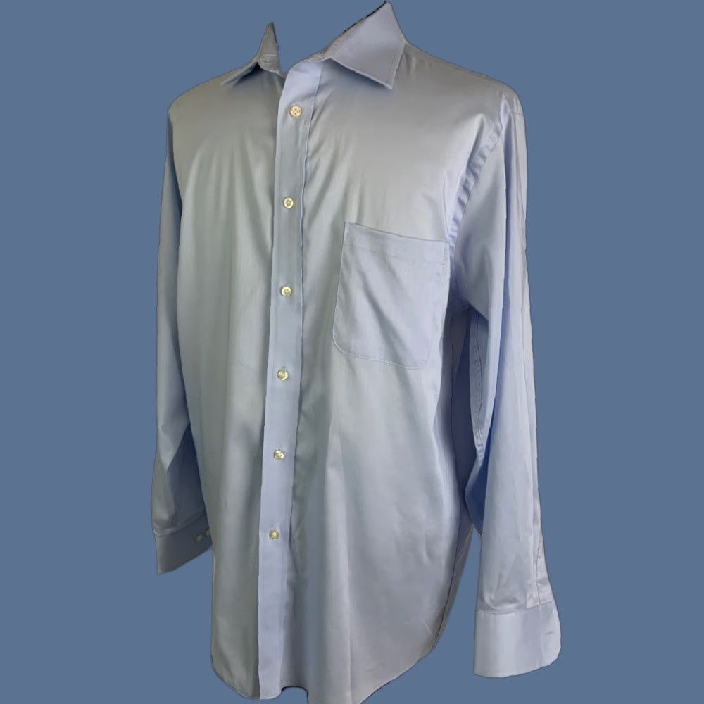 Chaps Chaps Dress Shirt 16 32/33 Men's Blue Comfort Stretch Wrinkle Free Regular Fit Size 42R - 1 Thumbnail