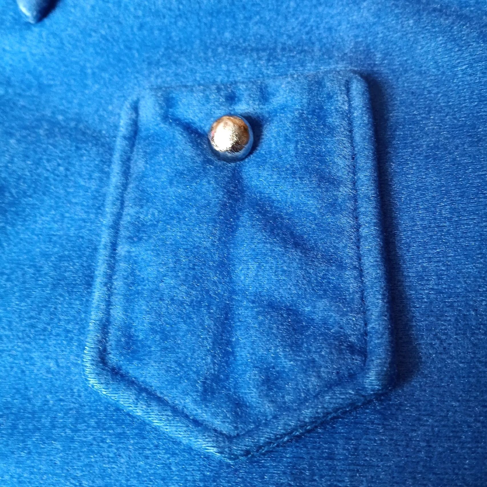 Velour VINTAGE Cracker Barrel Shirt Women L Velour Button Down Blue 1970s Disco Casual Flaws Women L Size L / US 10 / IT 46 - 5 Thumbnail