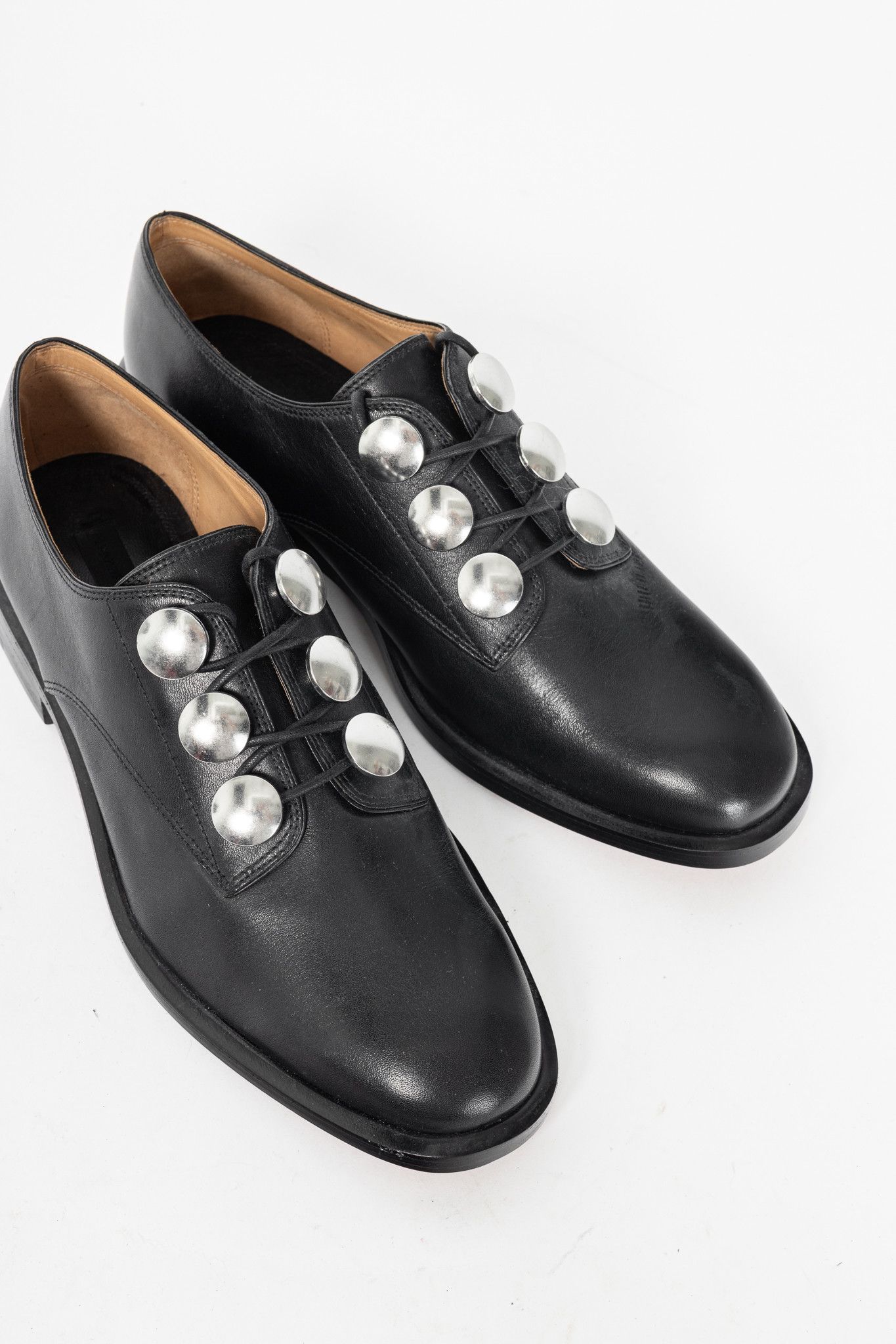 Alexander Wang Alexander Wang Matilda Black Leather Button Derbies Size US 6.5 / IT 36.5 - 6 Thumbnail