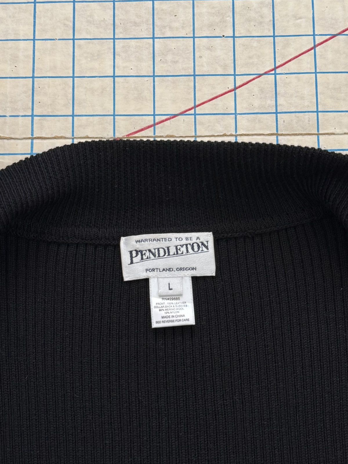 Pendleton Pendleton Full Zip Leather Jacket With Wool Sleeves Black L Size L / US 10 / IT 46 - 8 Thumbnail