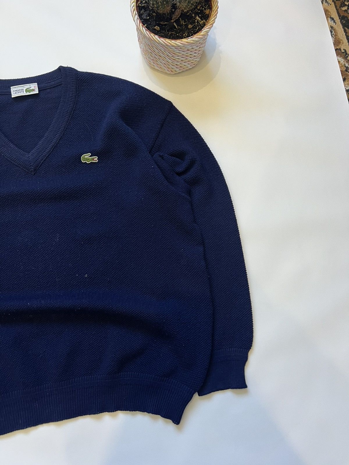 Lacoste Vintage Lacoste Blue Sweater V Neck Size US L / EU 52-54 / 3 - 3 Thumbnail