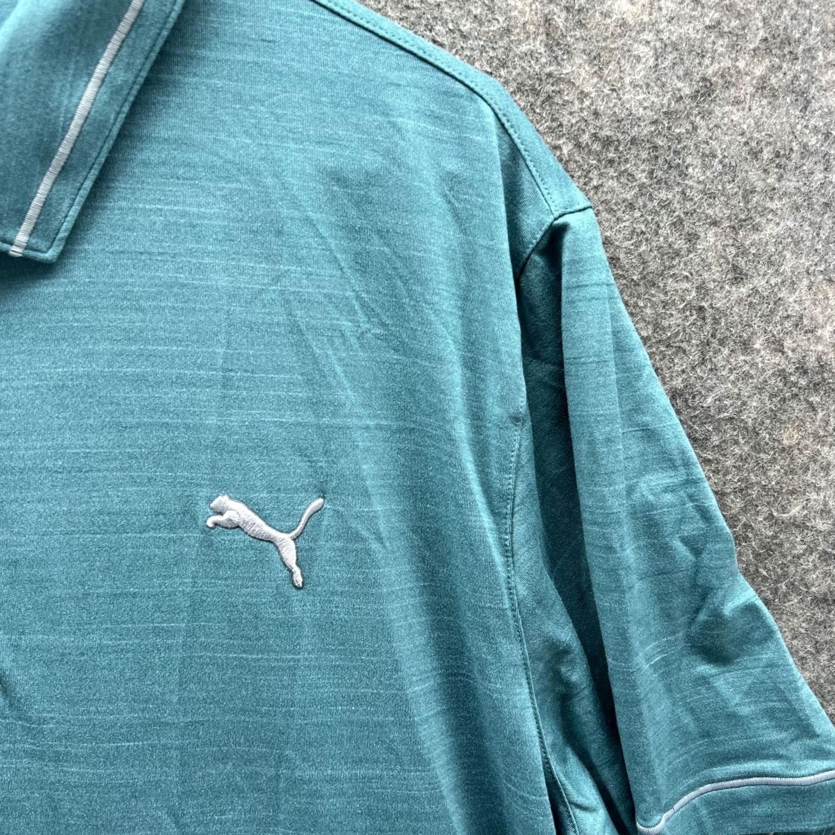 Puma PUMA Polo Shirt Men L Blue White Preppy Casual Polyester Golf Stretch Polo Shirt Mens Blue White Polo Shirt Size US L / EU 52-54 / 3 - 4 Thumbnail