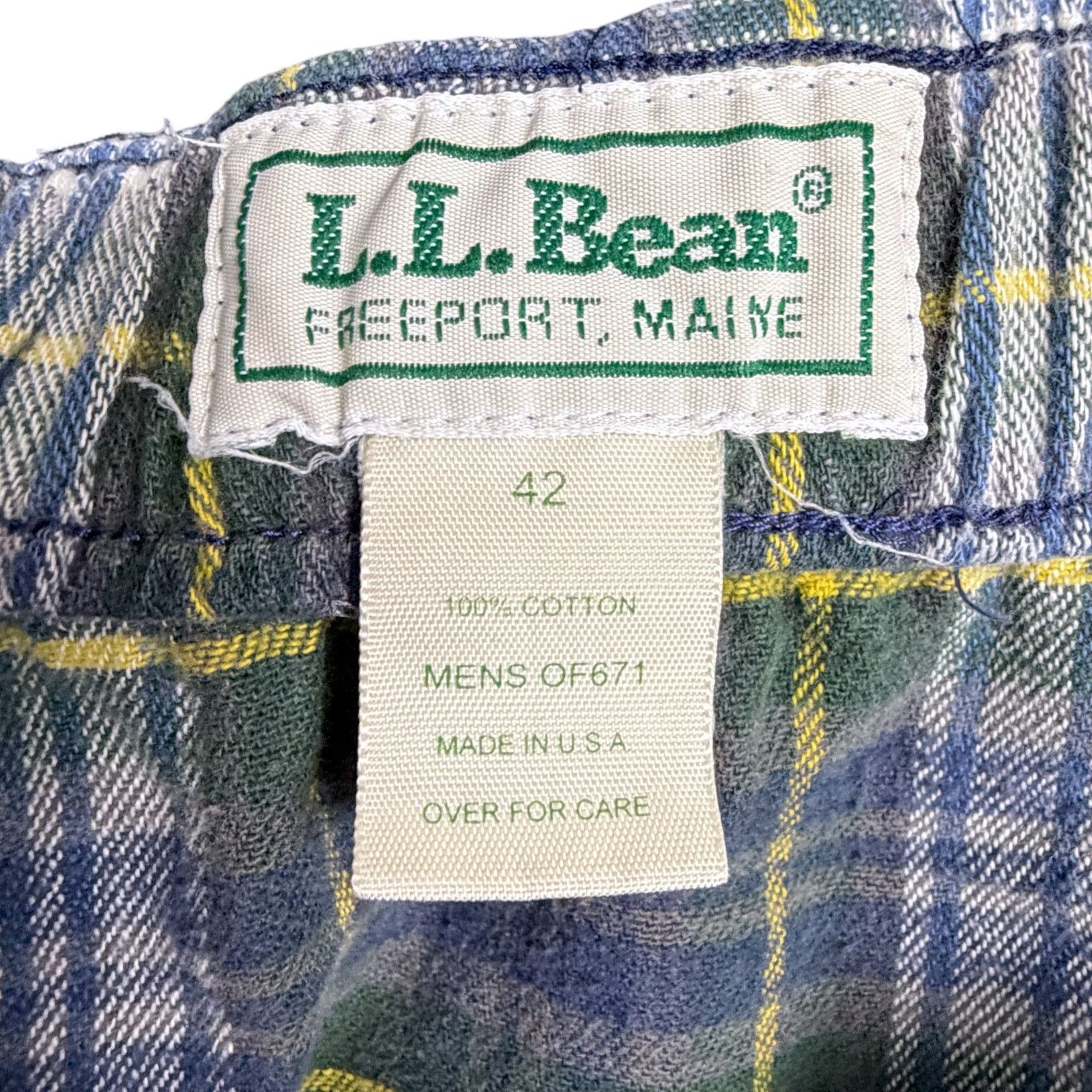 L.L. Bean Vintage 90s LL Bean Gren Plaid Flannel Boxers Shorts 42 XL Size US 42 / EU 58 - 3 Thumbnail