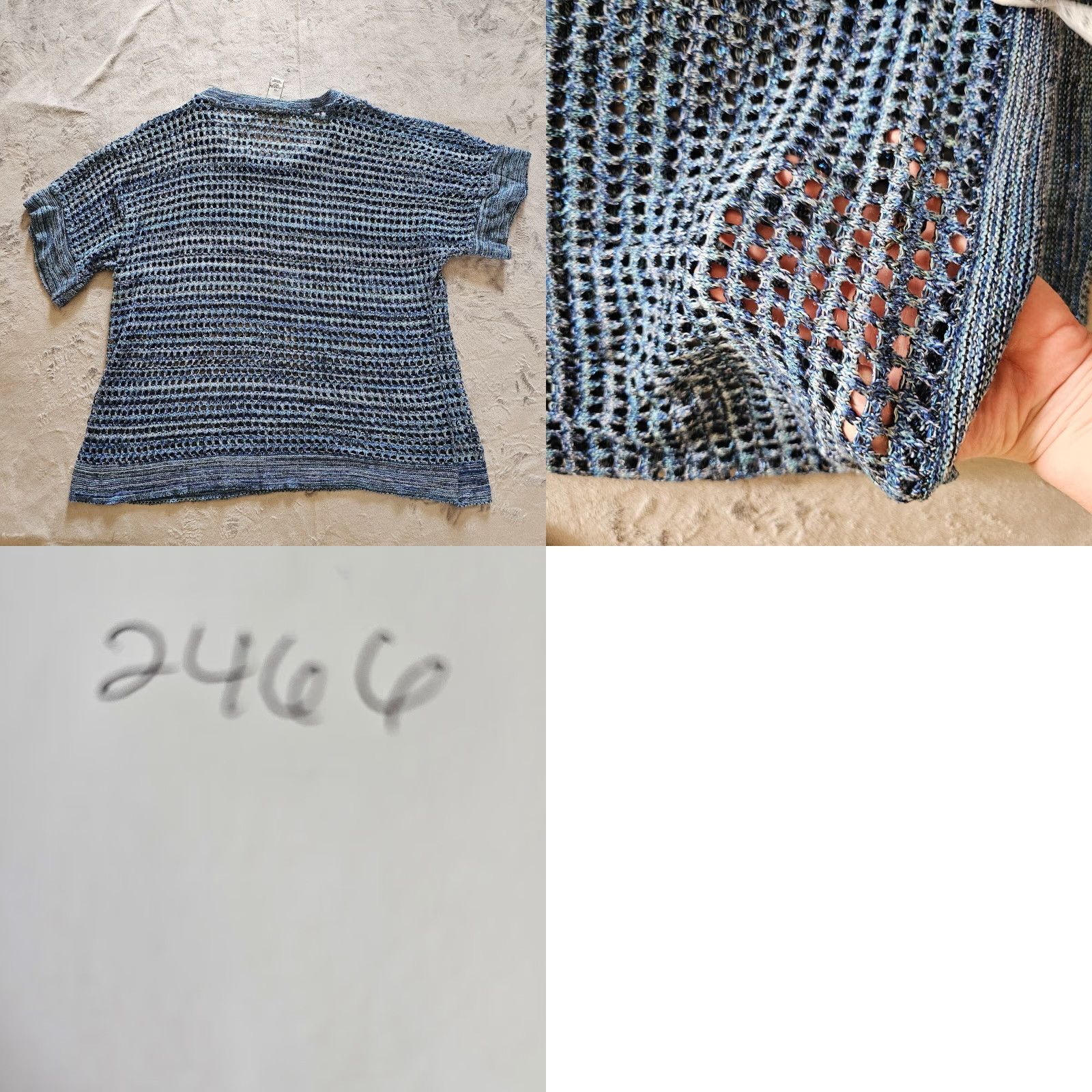 Vintage Catherines Blouse Shirt Womens 1X Blue Open Knit Short Sleeve Round Neck Casual Size XL / US 12-14 / IT 48-50 - 8 Thumbnail