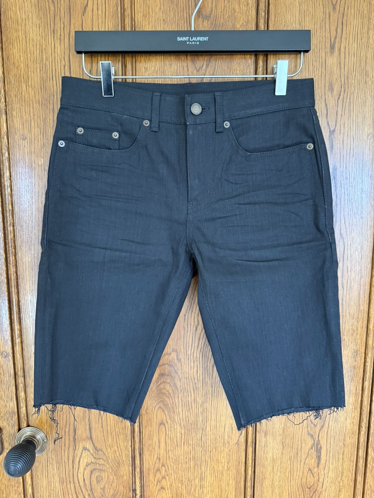 SS20 Saint Laurent black raw hem shorts 27 Small
