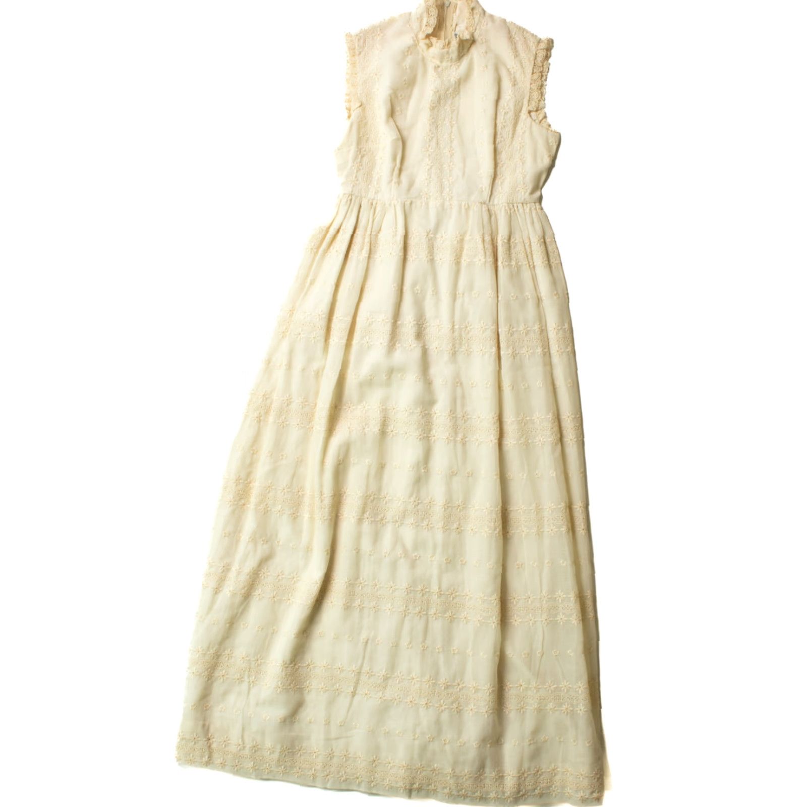 Vintage VINTAGE Couriers of California Sleeveless Prairie Dress 1970s White Medium Girls? Size M / US 6-8 / IT 42-44 - 5 Thumbnail