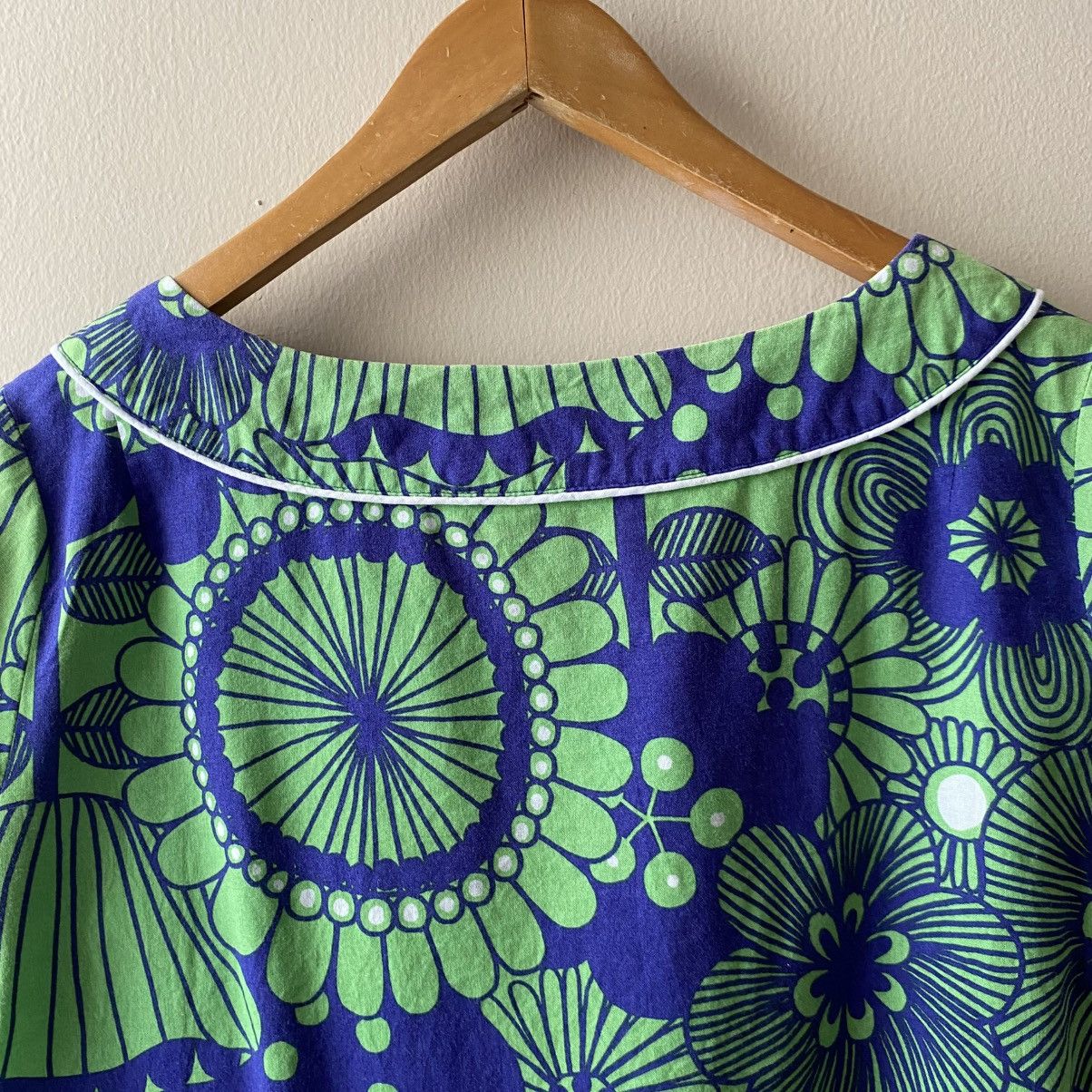Marimekko Marimekko® Blue Green Retro Floral Blouse Size XS / US 0-2 / IT 36-38 - 8 Thumbnail