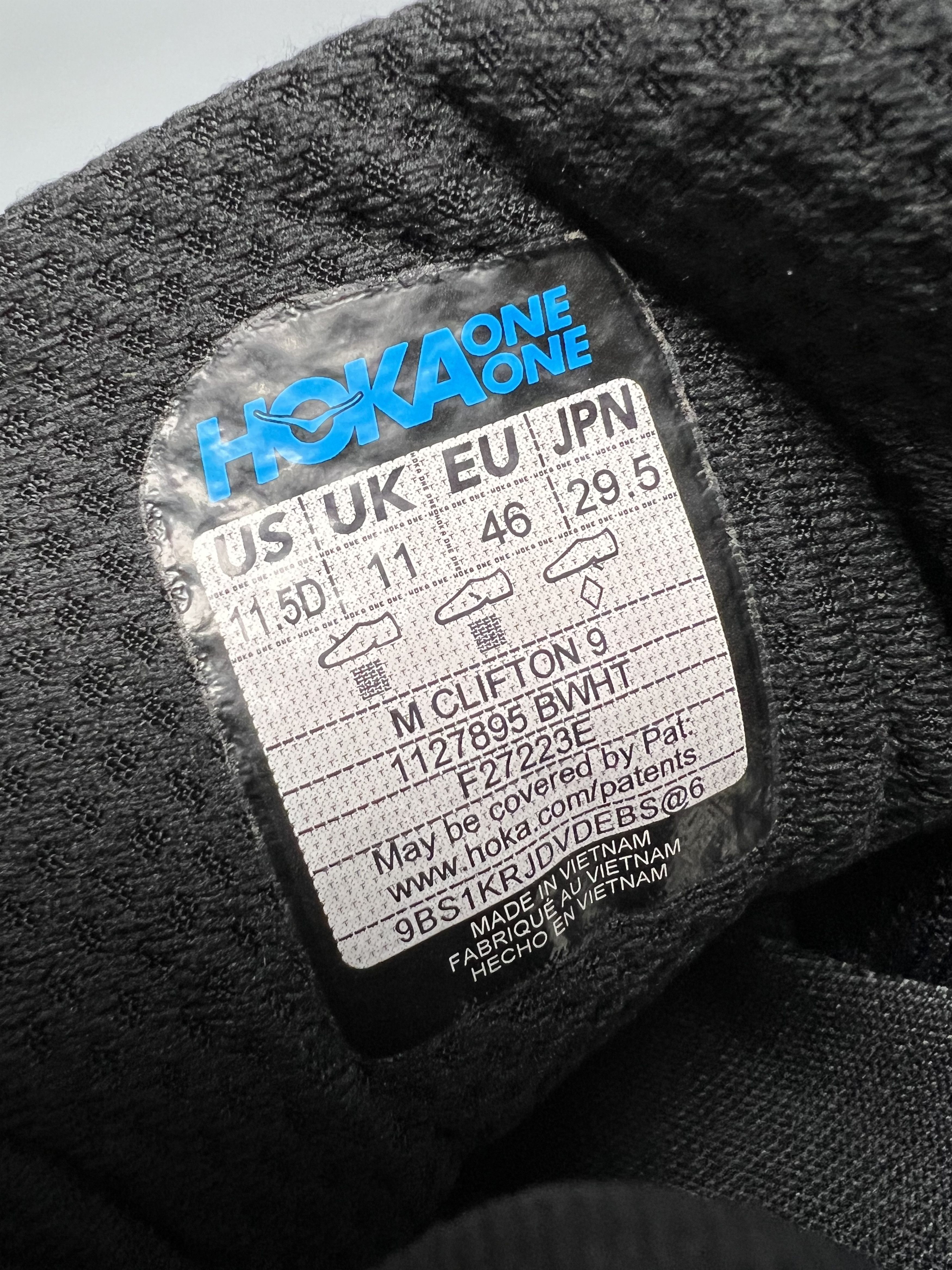 Hoka 11.5D Hoka One One Clifton 9 Running Shoes 1127895-BWHT Size US 11.5 / EU 44-45 - 18 Thumbnail