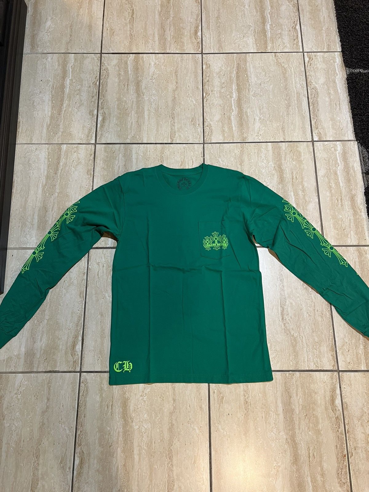 image of Chrome Hearts Cemetery Long Sleeve in Green, Men's (Size Large)