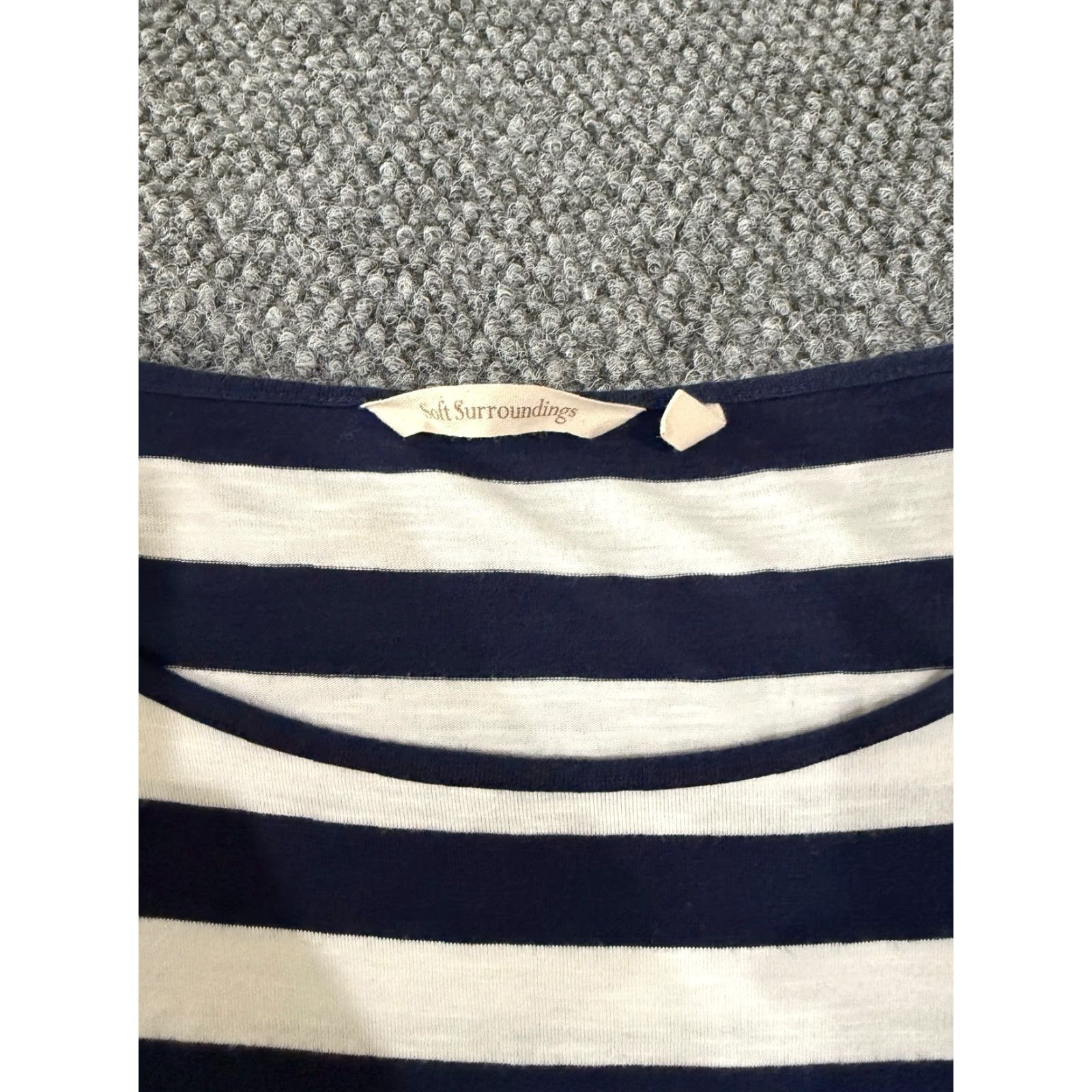 Soft Surroundings Soft Surroundings Blouse Shirt Womens L Blue Striped Round Neck Long Sleeve Stretch Casual Knit Shirt Size L / US 10 / IT 46 - 4 Thumbnail