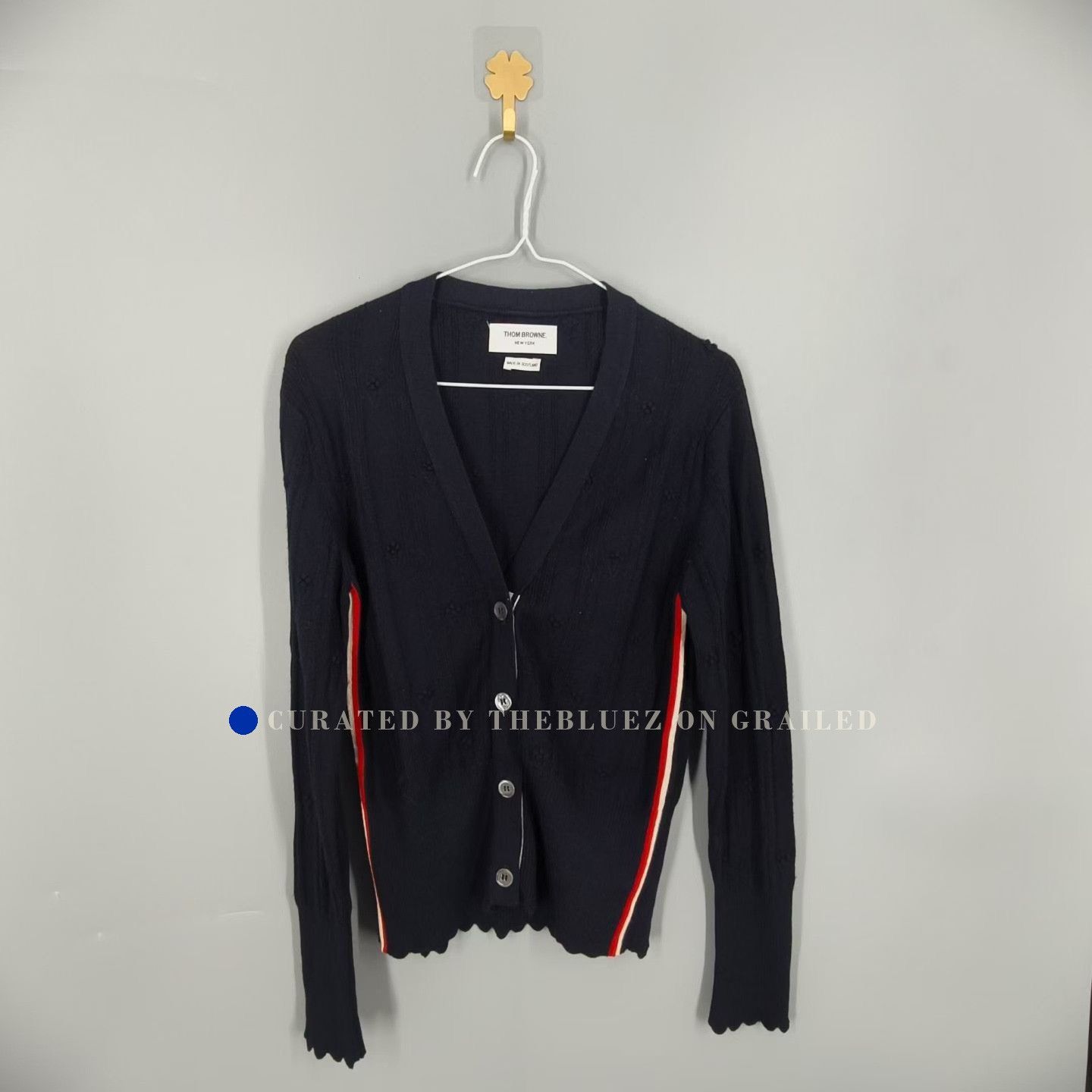 Thom Browne Thom Browne Navy Jacquard Wool Cardigan Size M / US 6-8 / IT 42-44 - 1 Thumbnail