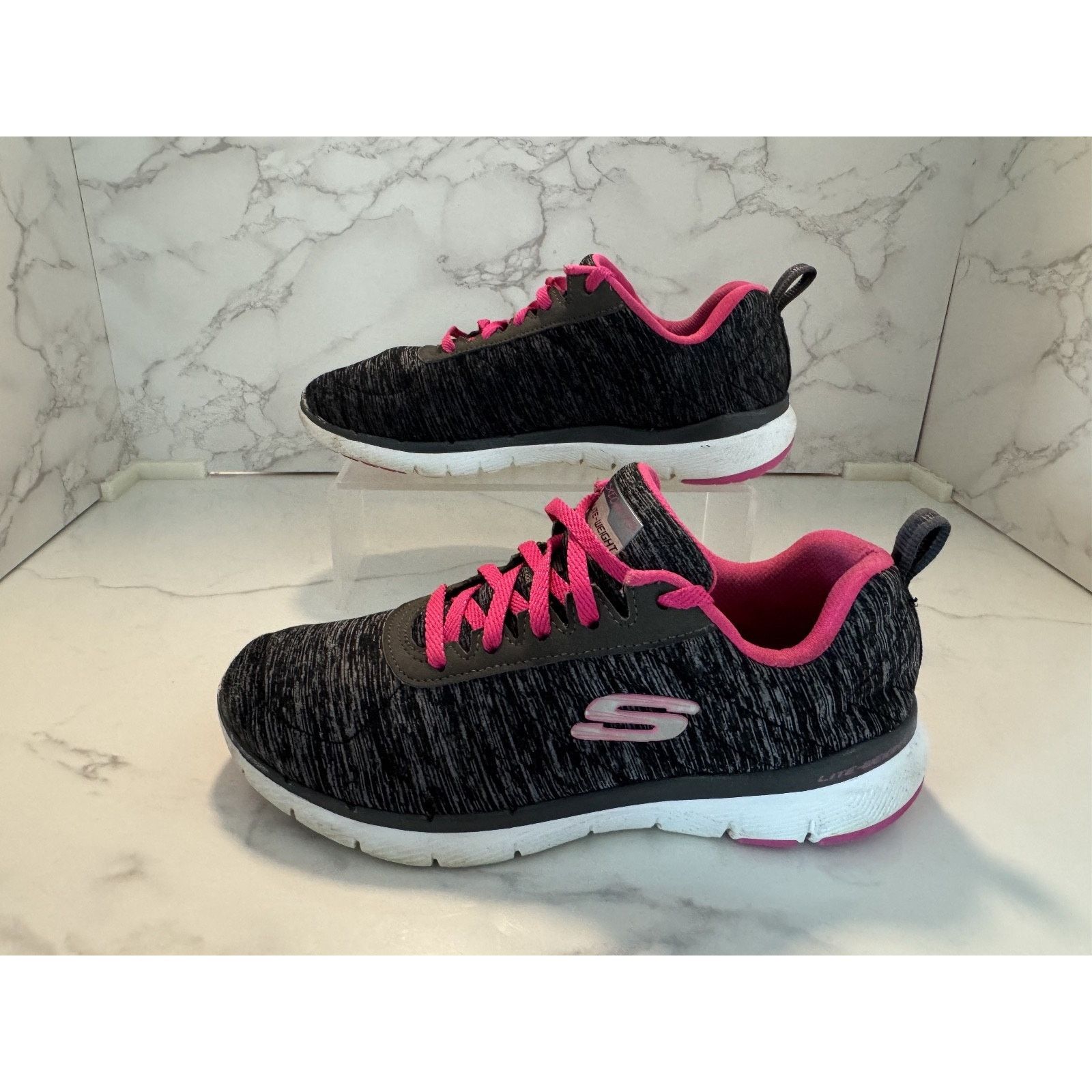 SKECHERS Skechers Flex Appeal 3.0 Lite Weight Black Pink Sneakers Size US 6 / IT 36 - 3 Thumbnail