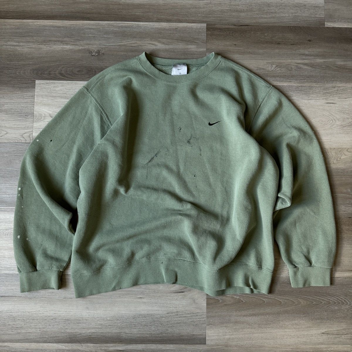 image of Nike Mini-Essential Swoosh 00's Olive Crewneck, Men's (Size XL)