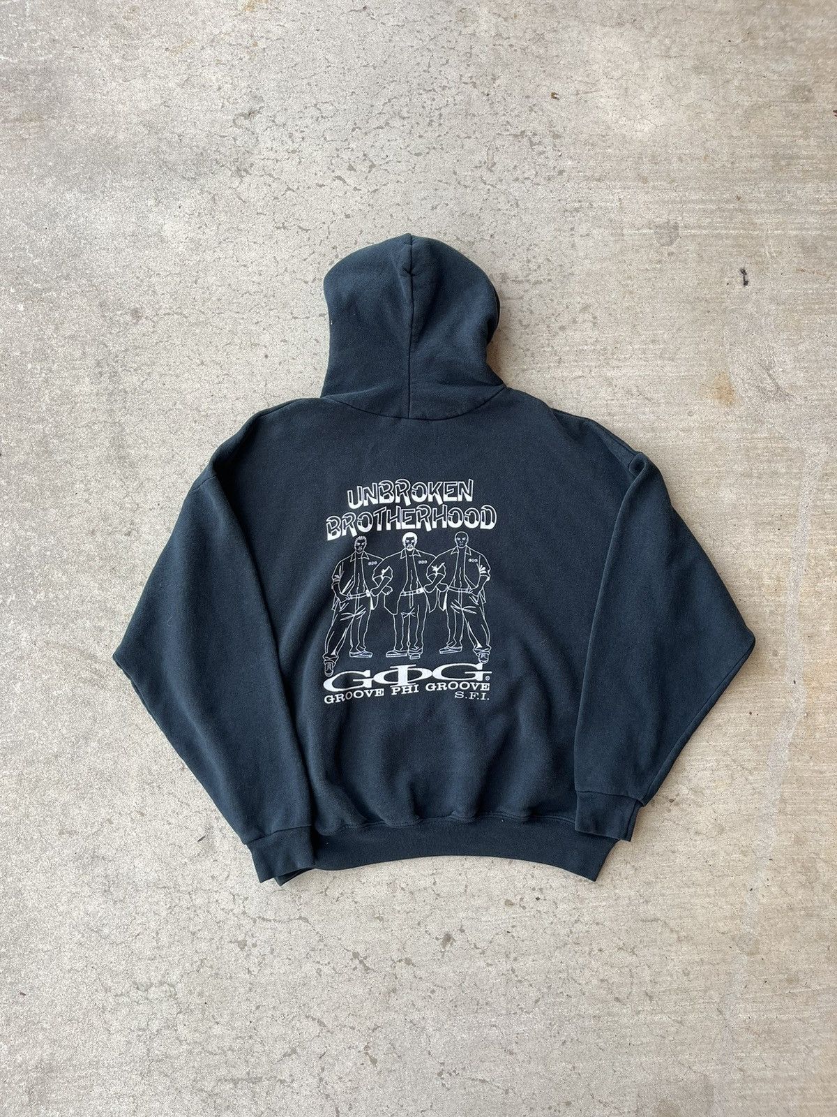 Vintage Black 90s Black social group hoodie Size US XL / EU 56 / 4 - 3 Thumbnail