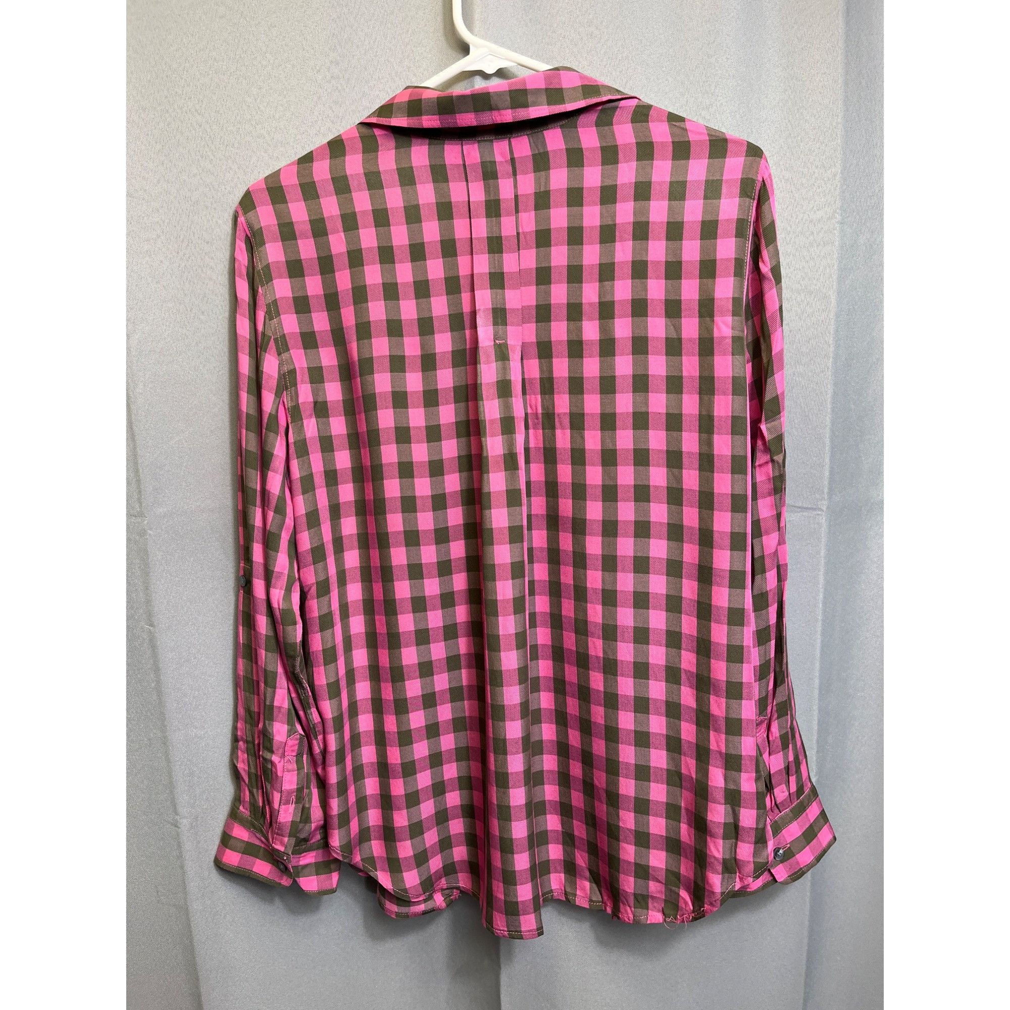 Talbots Talbots SKU 7694 Womens Pink and Brown Checkered Button Up B Size L / US 10 / IT 46 - 2 Thumbnail