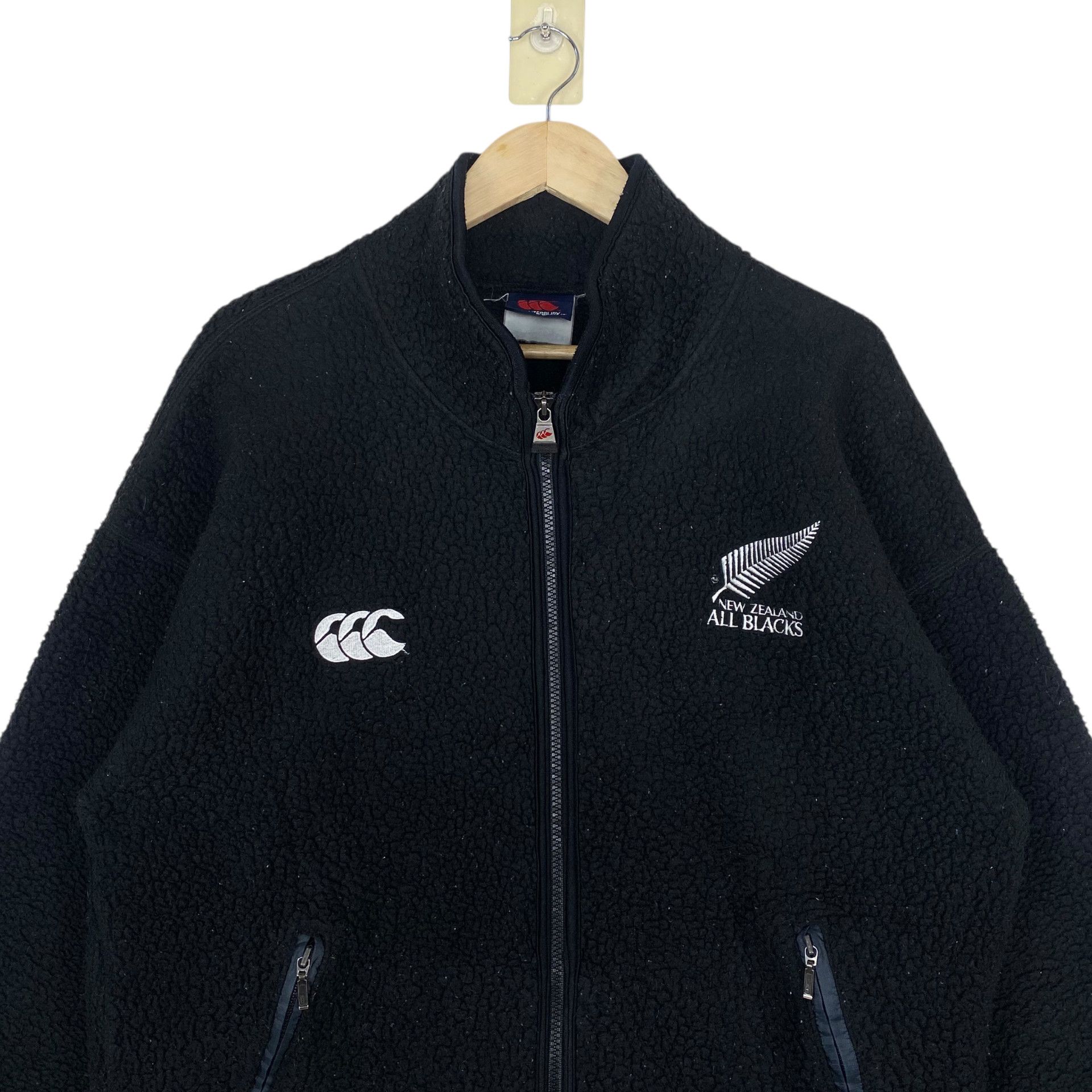 Canterbury of New Zealand 💥90s CANTERBURY ALLBLACK POLARTEC BOA FLEECE ZIPPER JACKET Size US XL / EU 56 / 4 - 5 Thumbnail