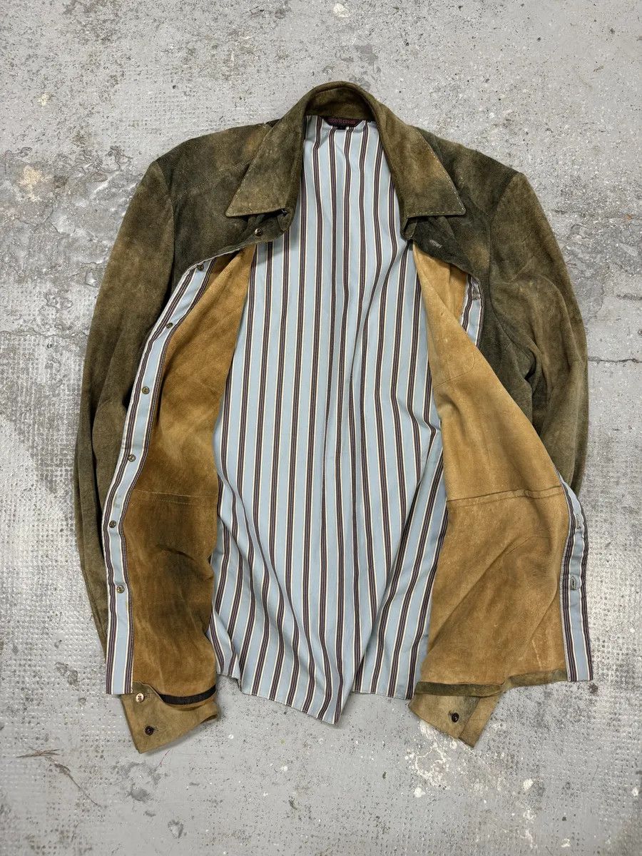 Roberto Cavalli 2000s Roberto Cavalli Green Faded Dust Leather Shirt Size US M / EU 48-50 / 2 - 6 Thumbnail